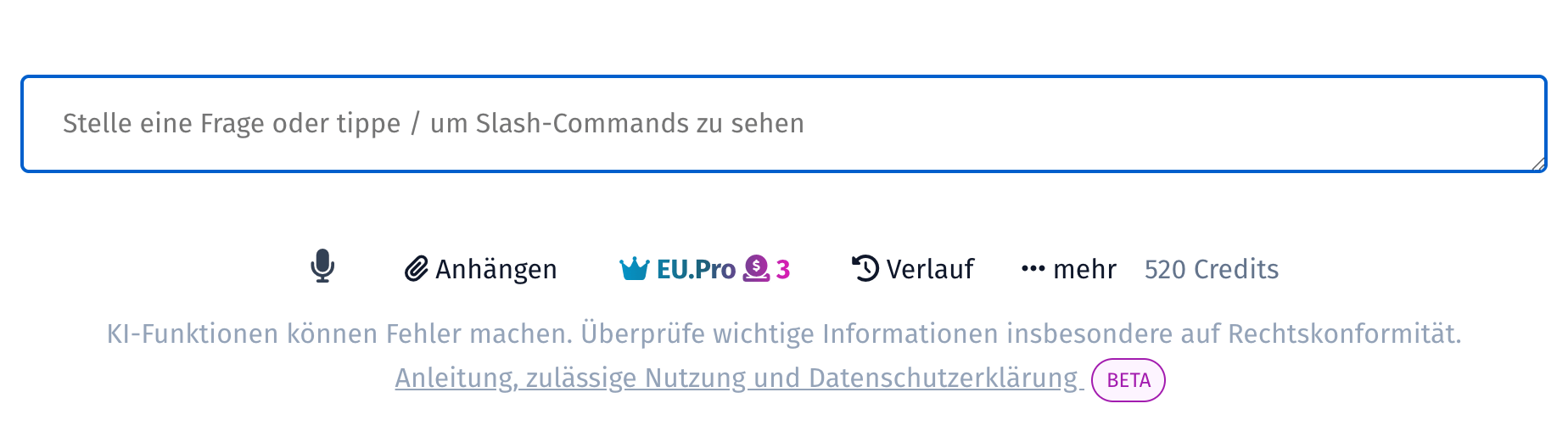Verbrauchte Credits eines Chats